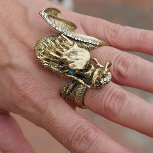 Gold Dragon Ring Fancy Shape with Zincon Tail